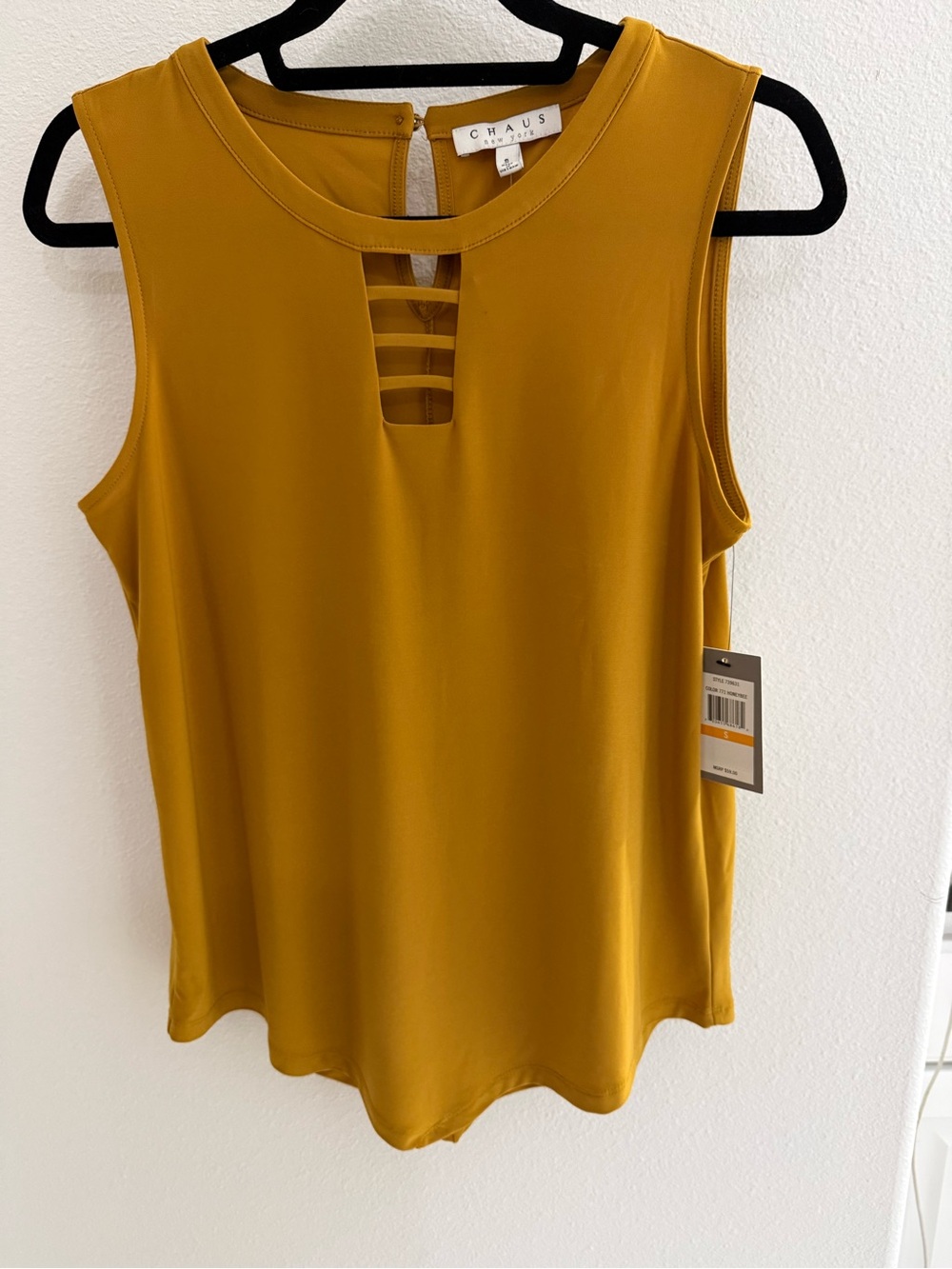 Brand New CHAUS New York Fall Honeybee Yellow Sleeveless Top NWT